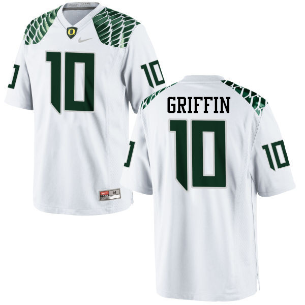 Men #10 Ty Griffin Oregon Ducks College Football Jerseys-White